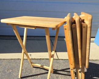 Set Of Four Wooden Tray Tables