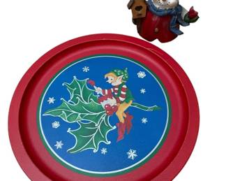 Christmas decor snowman and elf plate 12 