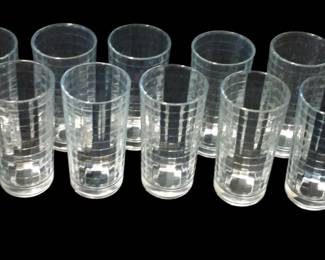 Mid Century Glass Optic Check Glasses 