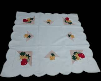 Vintage Linen Fruit Tablecloth 