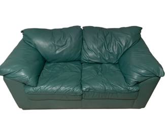 Green Leather Loveseat 