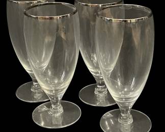 Platinum Rim Crystal Wine Glasses 