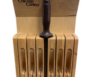 Knife sharpener and wooden holder 