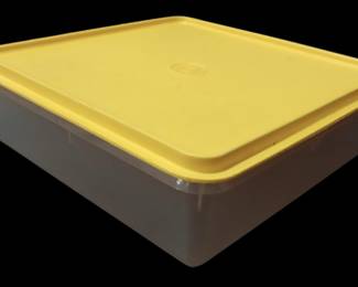 Vintage 3 x 10 x 10 yellow lid Tupperware 