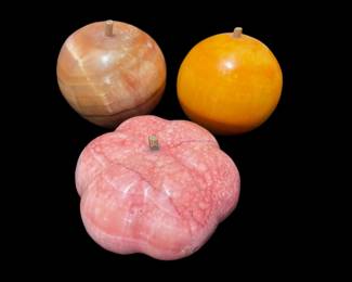 Three stone fruit veggie paperweights 