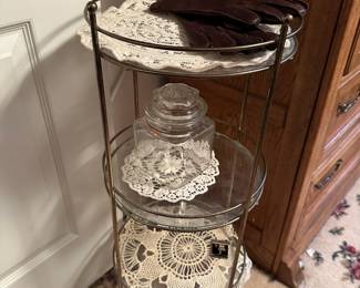 Brass & Glass Three Tier Plant Stand/Shelf