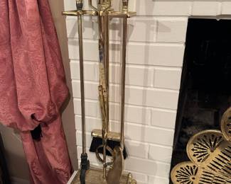 Solid Brass Fireplace Tool Set