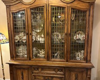 Double Door Oak China Hutch