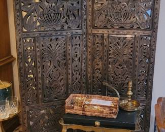 Ornately Carved Teak Room Divider