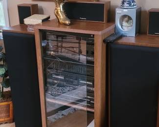 Technics Center Channel Loudspeaker SB-C500
Technics Integrated Amplifier SU-G91
Technics Tuner ST-K50
Technics Stereographic Equalizer SH-8017
Technics Stereo Double Cassette Deck RS-TR311
Technics Stereo Cabinet
Pair of Technics Tower Floor Speakers - SB-A53
Technics Bookshelf Speakers - SB-S17