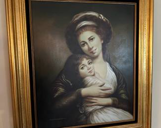 Framed Oil Painting "Mother & Child" by Santorsola