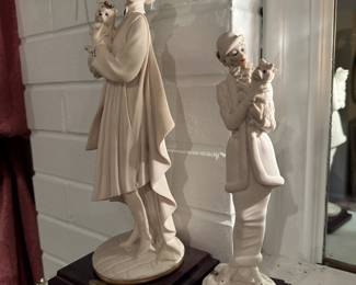 1993 13" Giuseppe Armani Florence Sculpture of Woman Holding Yorkie, 1987 10" Giuseppe Armani Florence Sculpture of Woman Holding Yorkie