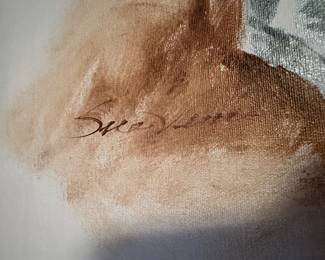 Framed Oil Painting of Sitting Girl Signed by Artist