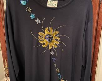 Quacker Factory Knit Sequined Long Sleeve Shirt