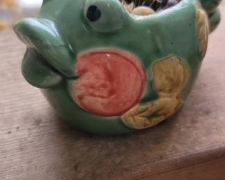 Green Koi Rosy Cheek Ceramic Fish Planter