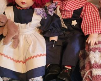 Pair of Porcelain Raggedy Anne & Andy Dolls
