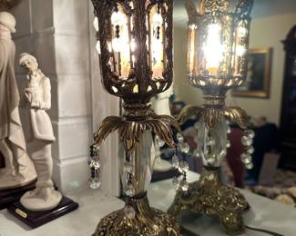 Hollywood Regency Brass Tone Accent Lamp
