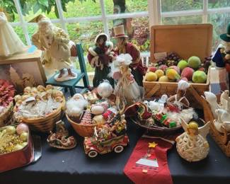 Assortment of Christmas Decor and Ornaments