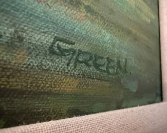 Framed Oil Painting of Ladies & Gentlemen in the Park by Green