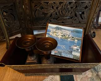 Pair of Bronze Tone Candle Stick Holders