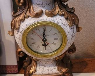 Richard Ward White and Gold Tone French Style Mantle Clock