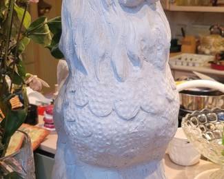 White Rustic Rooster Statue