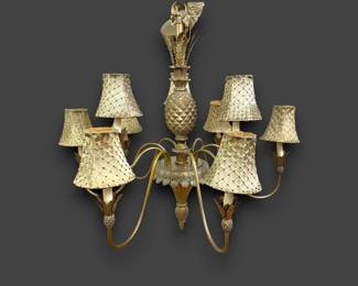 #102 • Vintage Pineapple Gilt Composite and Metal 9 Arm Chandelier
LUX.BID