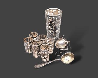 #71 • Vintage Sterling Silver Tea Utensils and Overlay Drinkware
LUX.BID