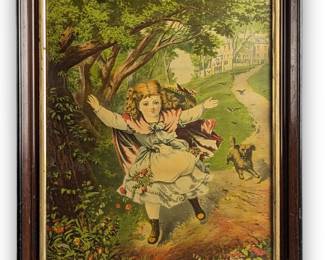 #182 • Antique Framed Chromolithograph of Child and Dog
LUX.BID