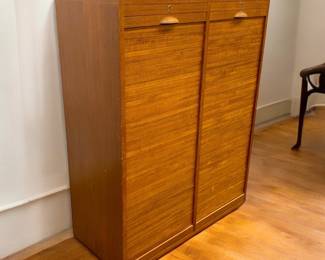 #137 • Danish Modern Teak Double Tambour High Chest by FREJ - ODENSE
LUX.BID
