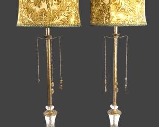#144 • Pair Vintage Tall Table Lamps with Custom Velvet Shades
LUX.BID