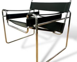 #118 • Authentic Wassily Chair by Marcel Breuer - Black Leather & Chrome
*There are 3 total of these chairs in this auction. Lot numbers: 117, 118 & 119                                                                    LUX.BID