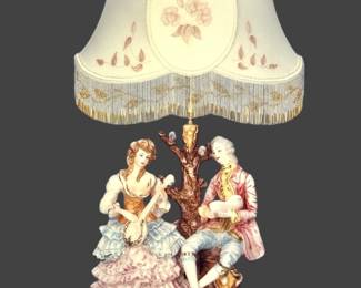 #108 • Large Italian Capodimonte Lamp - Woman w Lute, Man w Songbook
LUX.BID
