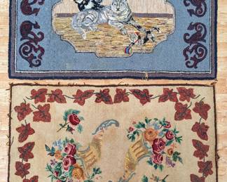 #64 • Two Antique Hand-Hooked Rugs - Cats and Cornucopia
LUX.BID