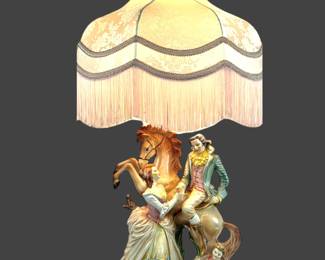 #109 • X-Large Italian Capodimonte Lamp - Horse and Rider w Family
LUX.BID