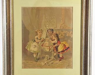 #48 • Framed Baby Feeding Yime Vintage Litho: - Book Plate
LUX.BID
