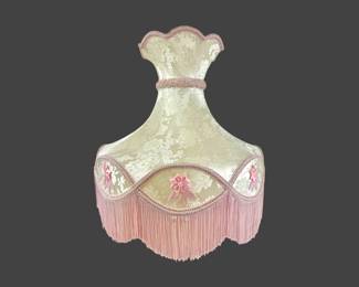 #113 • Large Fluted Ivory and Pink Silk Rose Jacquard and Satin Beaded Flowers Lamp Shade
LUX.BID