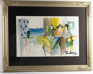 #171 • Itzchak Tarkay: "Women in Cafe" L E. 1993 Serigraph with COA, Framed
LUX.BID