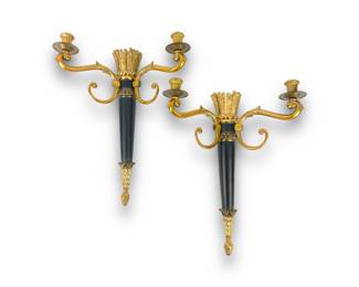#107 • Neoclassic Palladio Style Quiver Solid Brass Sconce Pair
LUX.BID