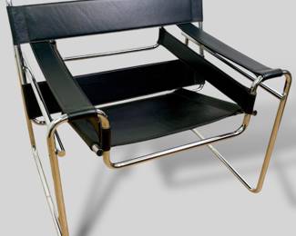 #117 • Authentic Wassily Chair by Marcel Breuer - Black Leather & Chrome
*There are 3 total of these chairs in this auction. Lot numbers: 117, 118 & 119                                                                    LUX.BID