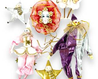 #21 • Vintage Clown, Jester and Masquerade Fabric Ornaments
LUX.BID