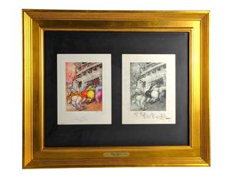 #180 • Original Louis Icart: Signed w/ COA - Two 1936 Photogravures from Gargantua et Pantagruel, Framed
LUX.BID