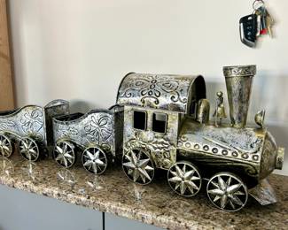 Oversized tin train