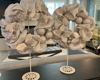 Silver holiday wreaths