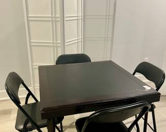 Card table and 4 chairs, room divider screen