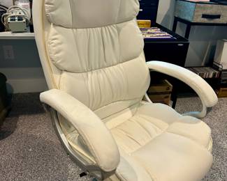 white leather desk chair