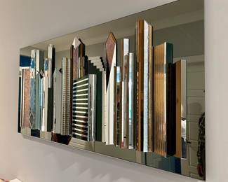mirrored wall art of the Chicago skyline by Anthony D’Arrigo