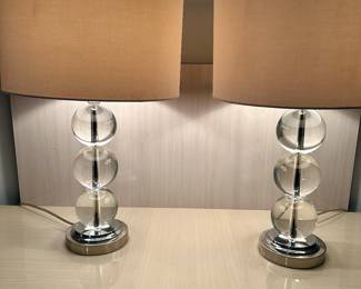 pair of very heavy glass lamps