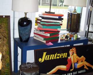 PR. ZENITH SPEAKERS - BOXED VINYL - ADVERTISNG WALL ART - BLUE TABLE- LAMPS