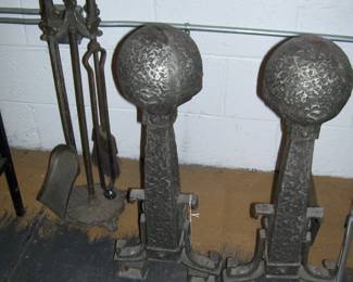 GIANT HEAVY  ANDIRONS - F/P SET